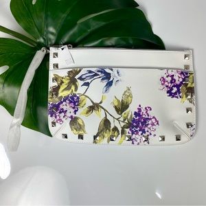 NWT White House Black Market floral wristlet clutch